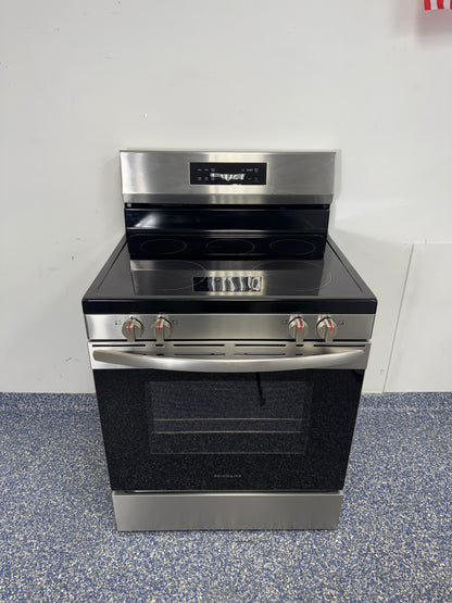 Front view of the FRIGIDAIRE FCRE306LAF electric range available in Overland Park near Kansas City.