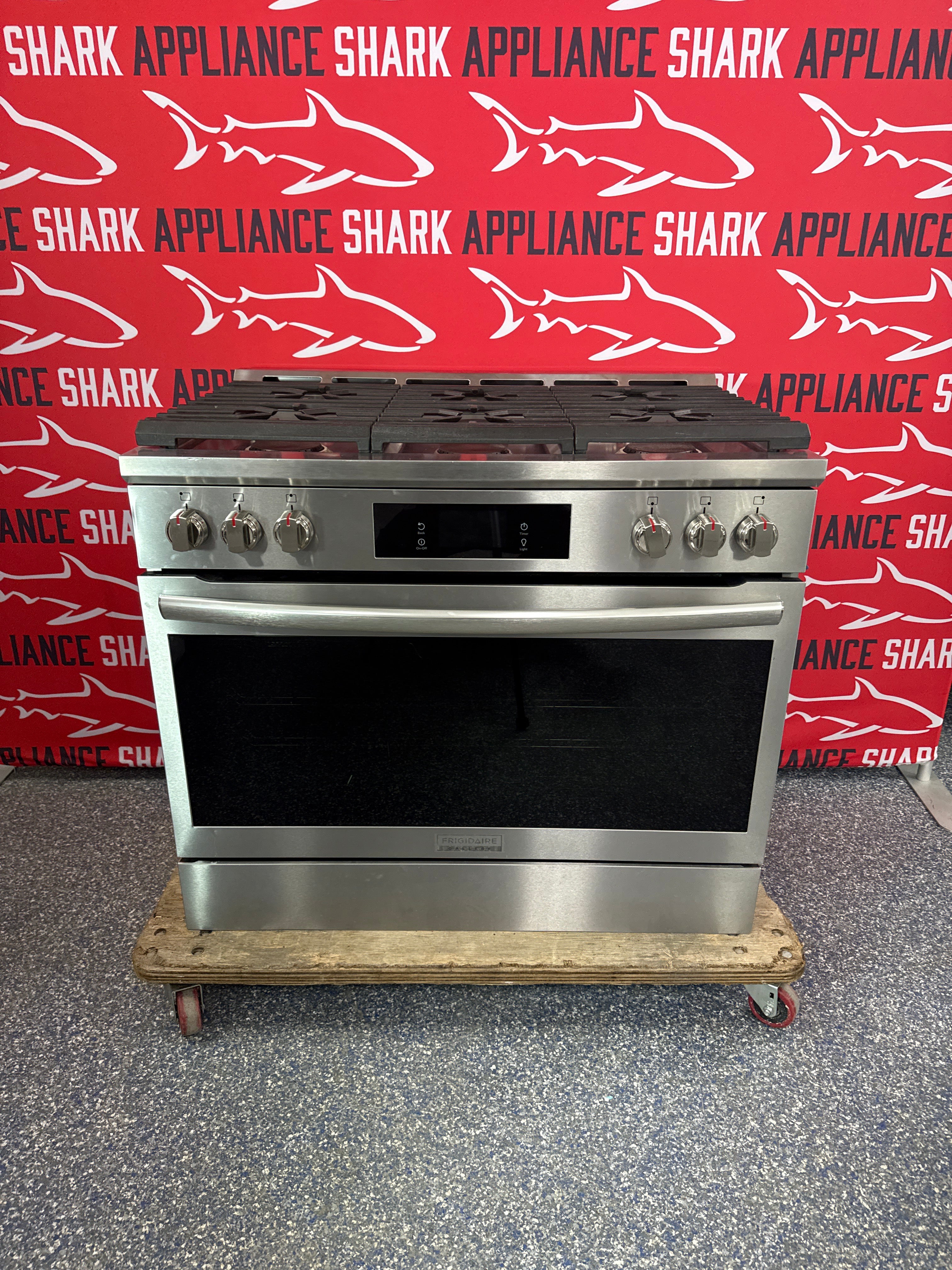 FRIGIDAIRE GCFG3661AF gas slide-in range front view in Overland Park near Kansas City