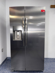 The FRIGIDAIRE GRSC2352AF counter-depth refrigerator from the front, a side-by-side model for a great deal in Kansas.