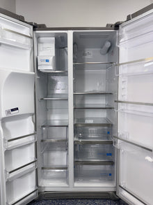 A close-up view of the filtered water and ice dispenser on the FRIGIDAIRE GRSC2352AF, for sale in Kansas.
