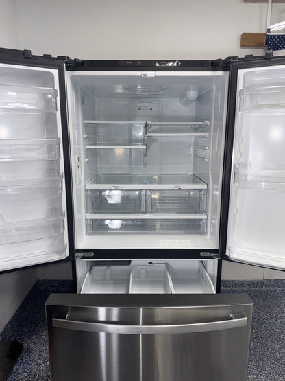 GE GNE27JYMFS French door refrigerator interior storage in Overland Park KS