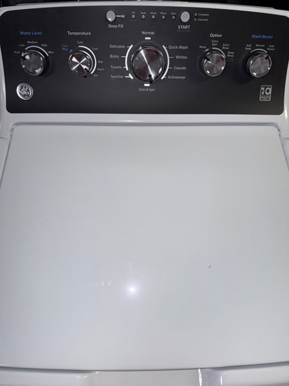 A view of the control panel on the GE GTW485ASW0WB, showing the Deep Fill option, for sale in Kansas.