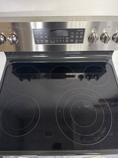 Cooktop radiant elements on GE Profile PB965YP5FS electric range in Overland Park homes.