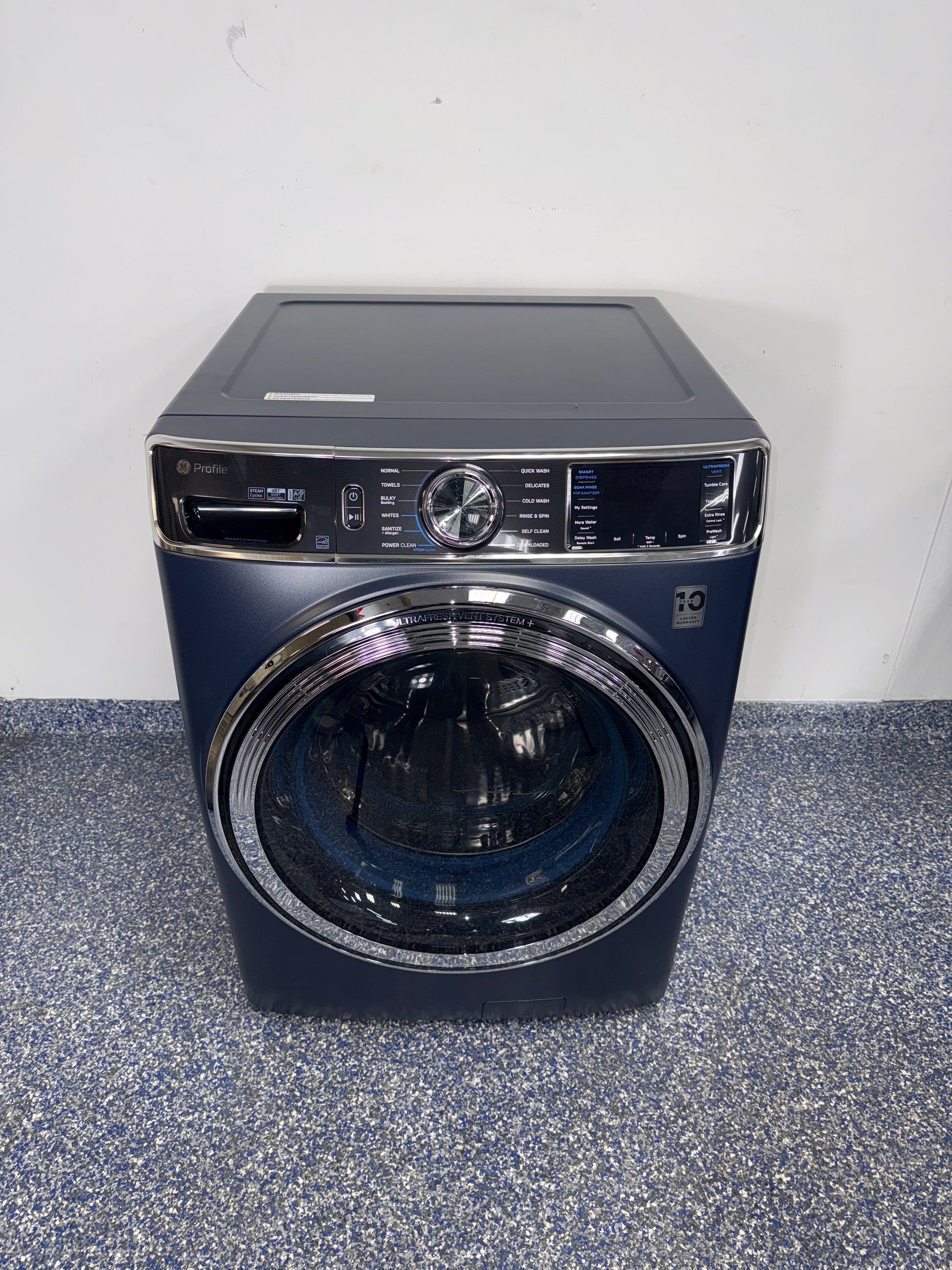 GE PFW870SPV0RS front load washer front view available in Overland Park Kansas City area.