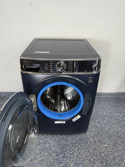 Control panel of GE PFW870SPV0RS front load washer in an Overland Park home.