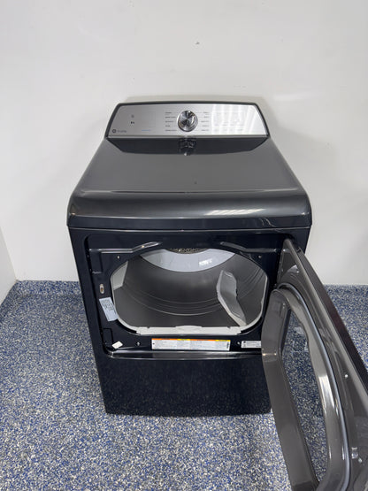 Built-in Wi-Fi SmartHQ® interface of the GE Profile PTD60EBPRDG electric dryer near Kansas City.