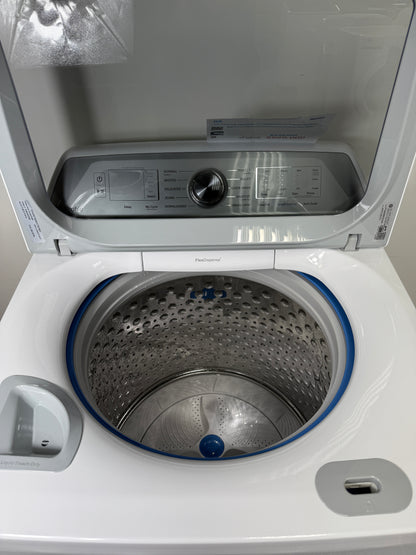 A close-up of the stainless steel wash drum interior of the PTW600BSRWS washer, featuring Microban® Antimicrobial Technology. On sale at Appliance Shark - Scratch & Dent store | Kansas City.
