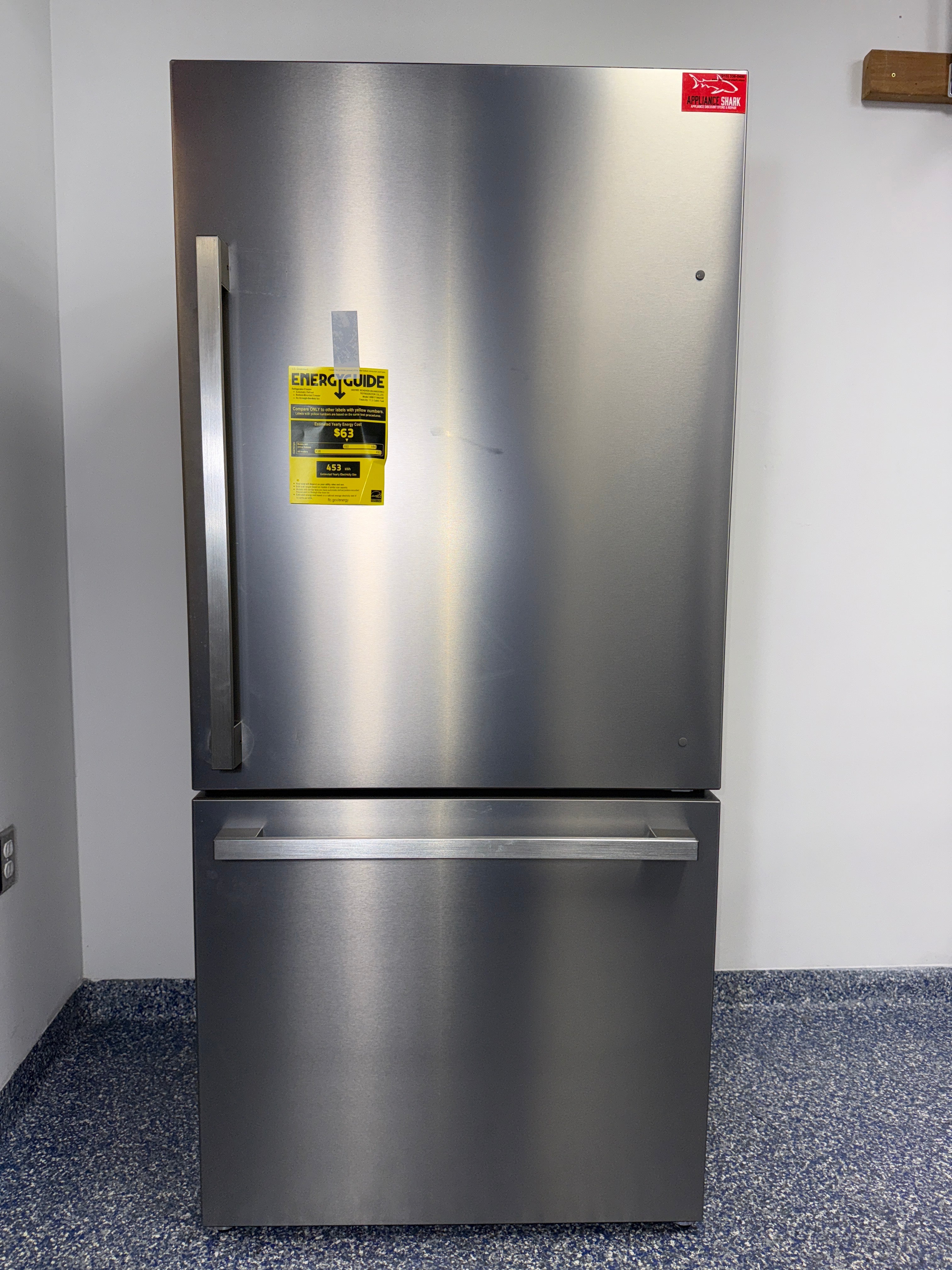 HISENSE HRB171N6ASE 17.2 cu. ft. counter-depth bottom freezer refrigerator in stainless steel, scratch and dent special at Appliance Shark in Kansas City.