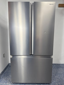 HISENSE HRF266N6CSE1 French door refrigerator in stainless steel, available at Appliance Shark as the best scratch and dent refrigerator deal in Kansas City.
