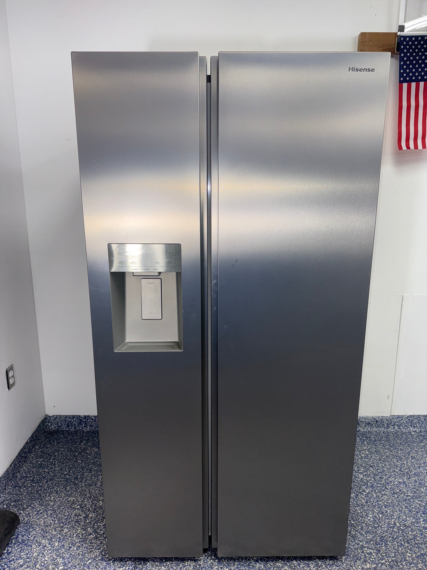 HISENSE HRS290P5FSE side-by-side refrigerator front view in Overland Park Kansas City