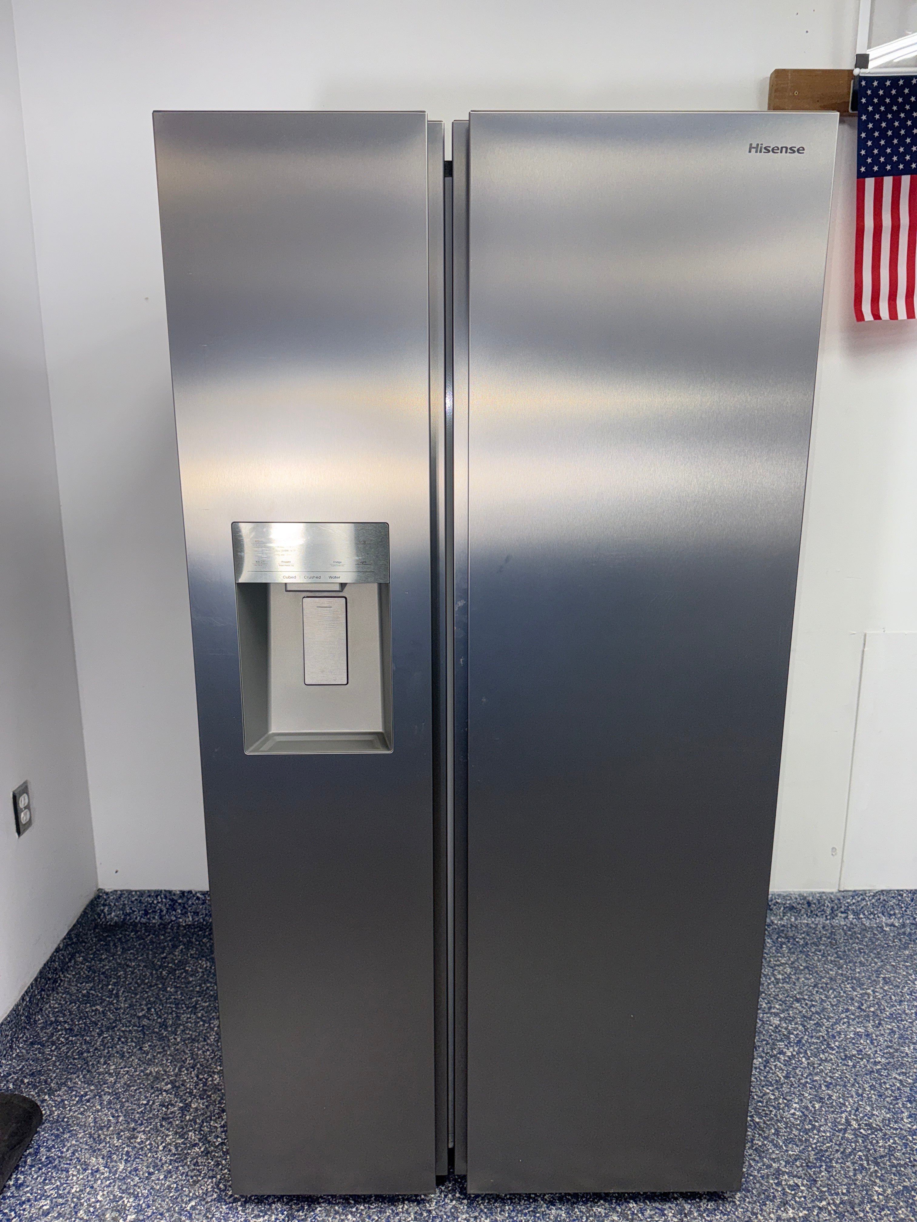 HISENSE HRS290P5FSE side-by-side refrigerator front view in Overland Park Kansas City
