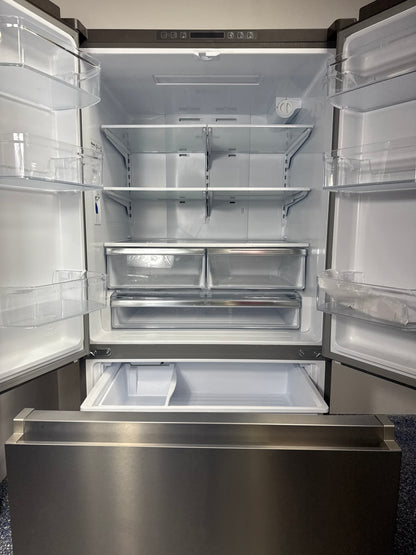 Scratch & dent HISENSE HRF266N6CSE1 refrigerator displayed at Appliance Shark in Overland Park with premium French door styling.