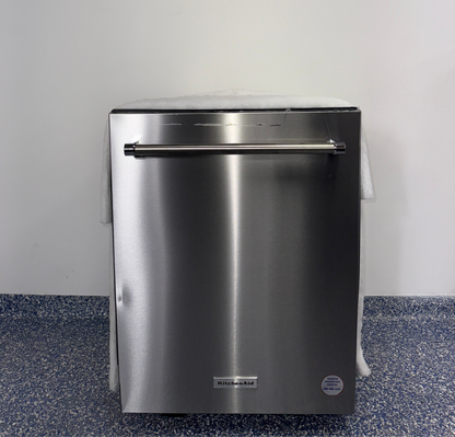 The KITCHENAID KDTM604KPS dishwasher from the front, highlighting its FreeFlex™ Third Rack and a great deal in Kansas.