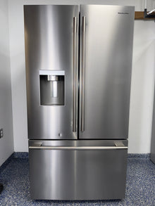 Front view of the KITCHENAID KRFF436SPS 25.8 cu ft French-door refrigerator in stainless steel, available in Overland Park, KS.