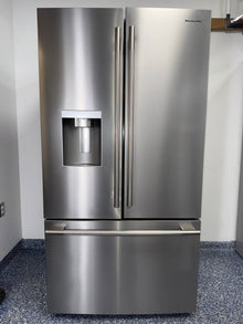 Front view of the KITCHENAID KRFF436SPS French door refrigerator with stainless steel finish in a Kansas City kitchen.