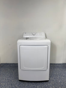 A full frontal image of the LG DLG6101W front-load gas dryer, highlighting its clean white finish and control panel. On sale at Appliance Shark - Scratch & Dent store | Kansas City.