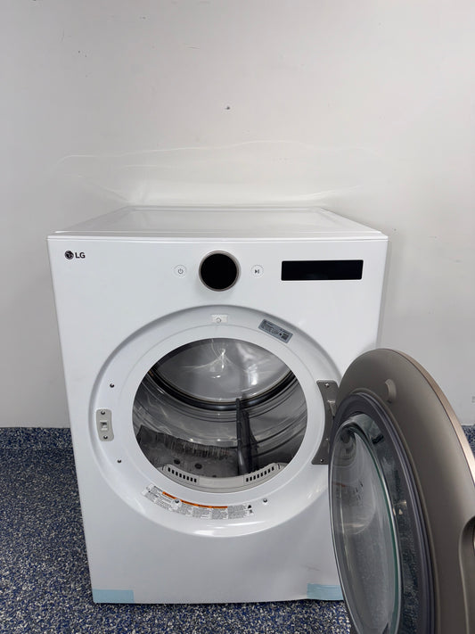 Control panel of the LG DLGX6501W showing ThinQ® connectivity and smart features, featured in Kansas City homes.