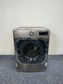 Front view of the LG DLGX8981V 9.0 cu ft gas dryer in Graphite Steel, available in Overland Park, KS.