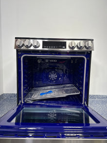 Scratch & dent LG LSEL6333XE electric range displayed at Appliance Shark in Overland Park with modern slide-in design.