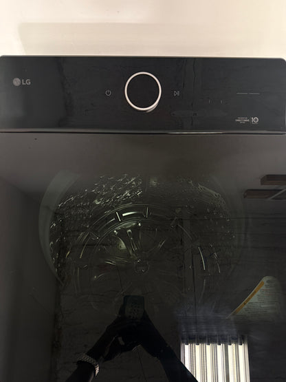 A close-up view of the ezDispense® Automatic Dispenser feature on the LG WT8600CB washer, perfect for an Overland Park, KS home.