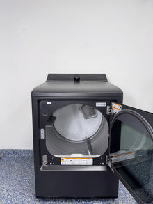 The LG gas dryer, model DLG8401BE, showing its electronic touch controls, available at Appliance Shark.