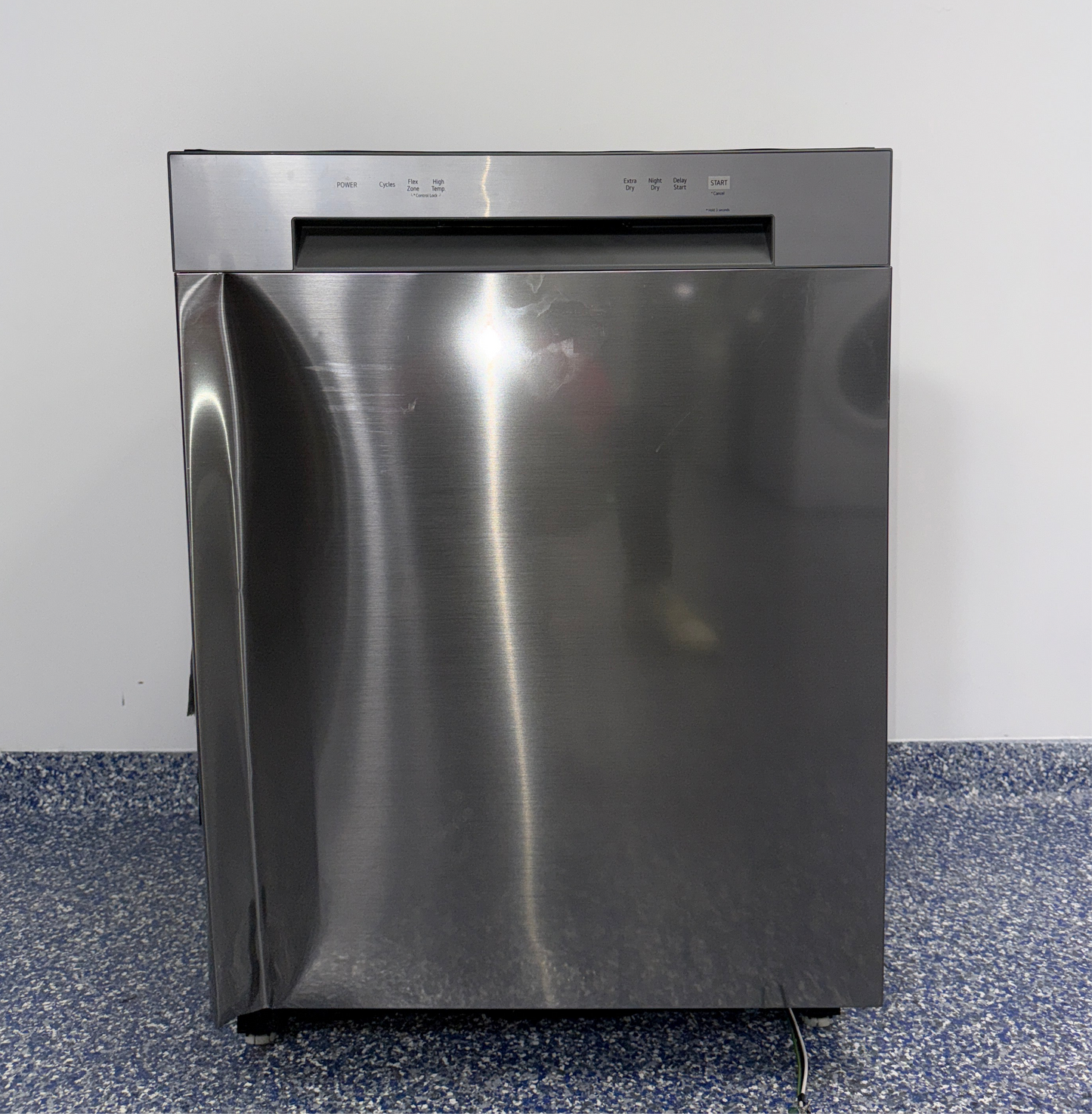 LG LDFC2423V front control dishwasher in stainless steel, available at Appliance Shark as the best scratch and dent dishwasher deal in Kansas City.