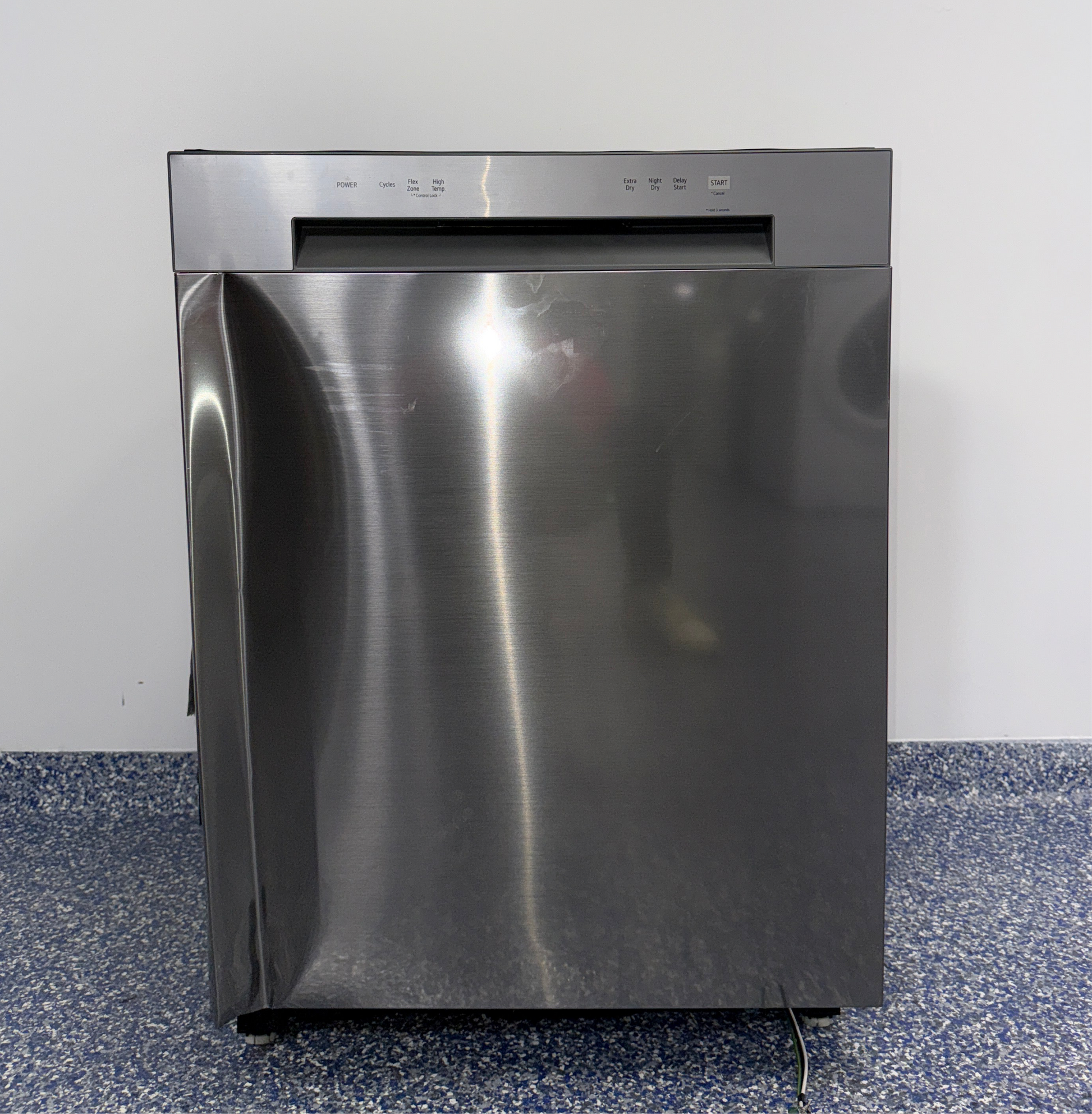 LG LDFC2423V front control dishwasher in stainless steel, available at Appliance Shark as the best scratch and dent dishwasher deal in Kansas City.