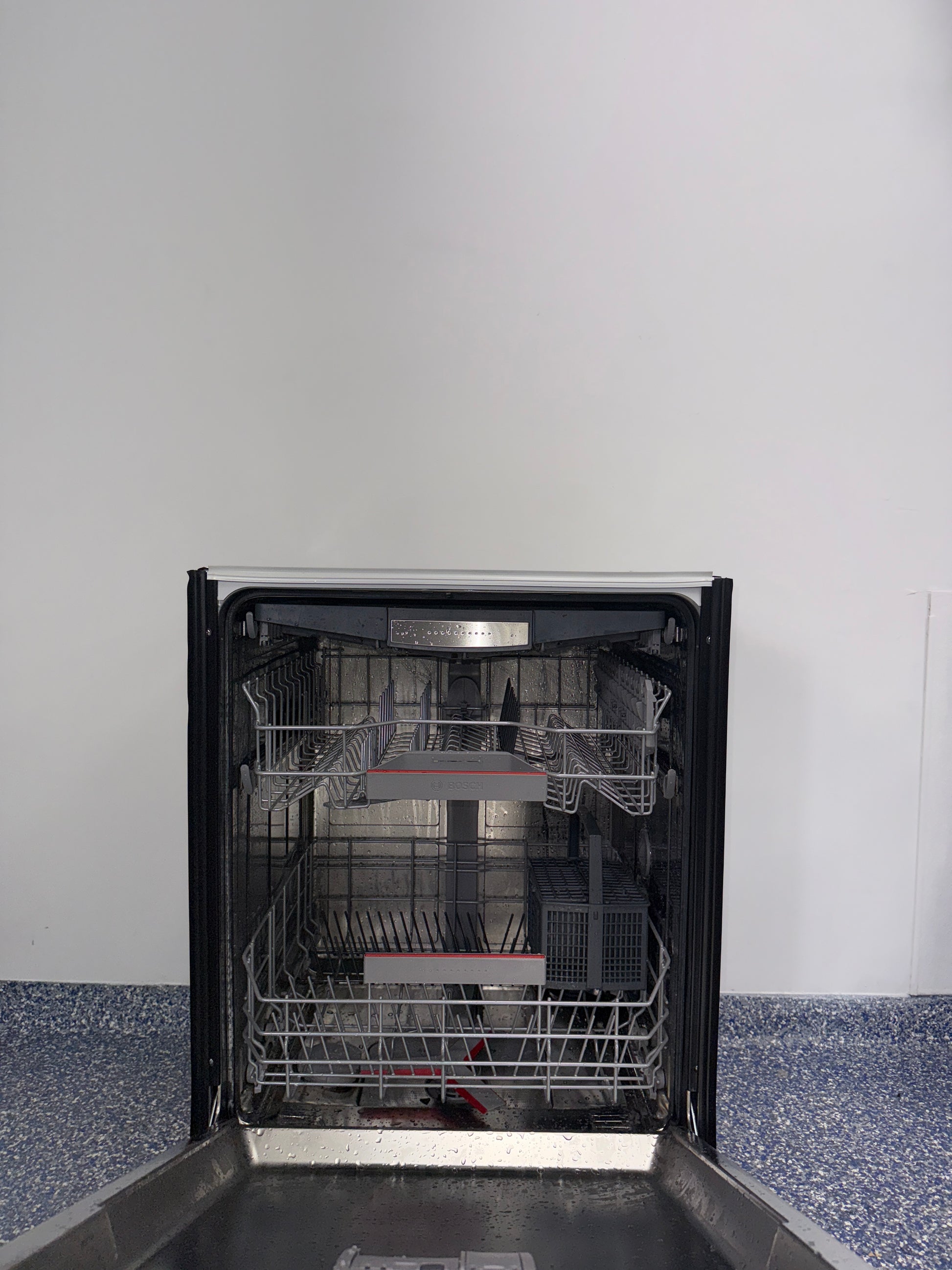 Modern PrintProof™ stainless steel finish on LG LDFC2423V dishwasher, discounted at Appliance Shark in Kansas City.