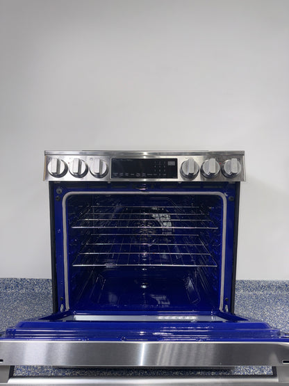 InstaView® knock-to-light oven window on LG LSIL6336XE induction range, offered as a scratch and dent deal in Kansas City.