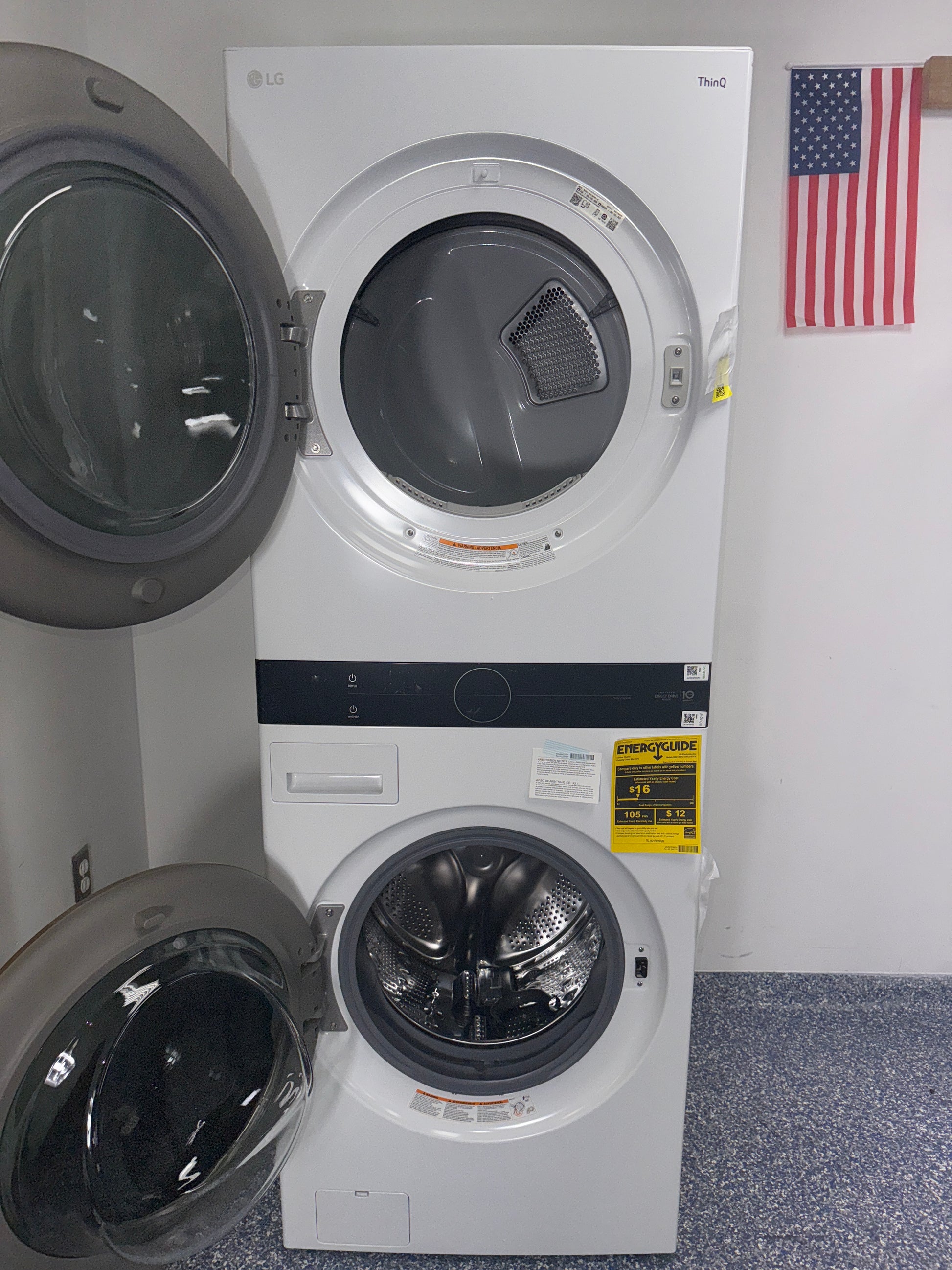 Center Control® panel of the LG WKE100HWA for convenient reach, shown in Kansas City homes.