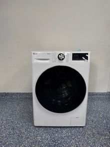 A full frontal image of the LG WM3555HWA all-in-one washer dryer, showcasing its compact design and clean white finish. On sale at Appliance Shark - Scratch & Dent store | Kansas City.