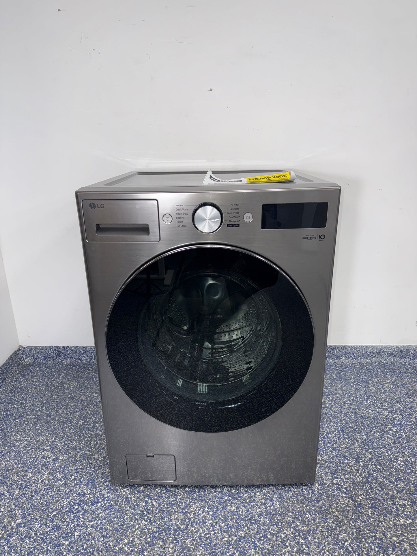 Front view of the LG WM5800HVA front load washer available in Overland Park near Kansas City.