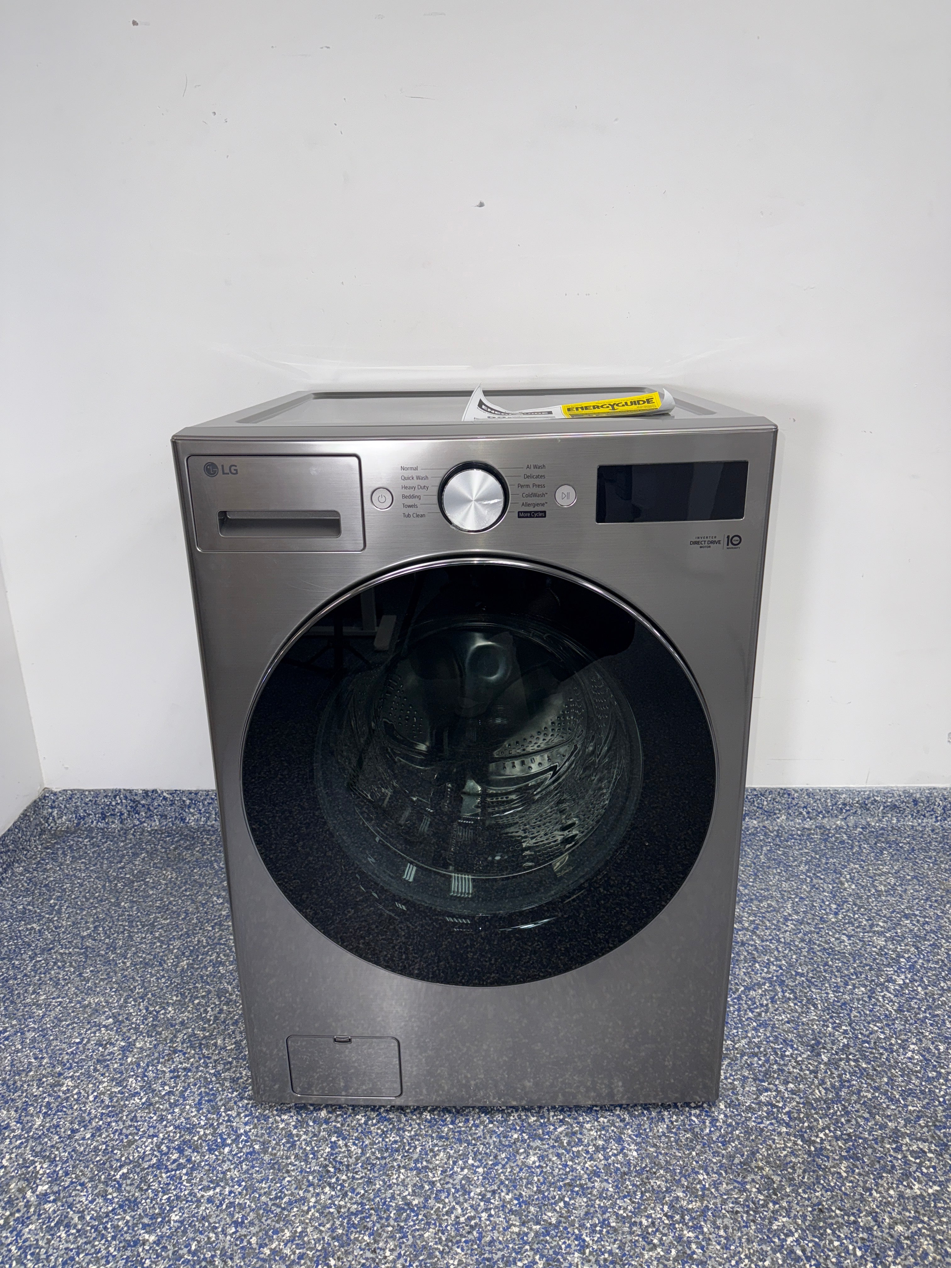 Front view of the LG WM5800HVA front load washer available in Overland Park near Kansas City.