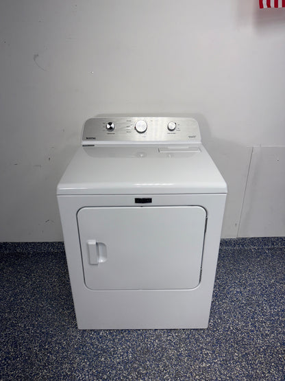 Front view of the MAYTAG MED4500MW electric dryer in a Kansas City laundry room.
