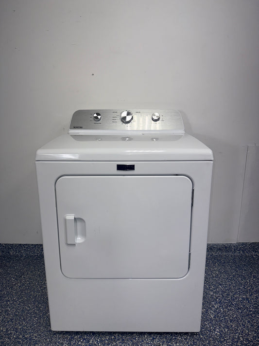 Front view of the MAYTAG MED4500MW0 7.0 cu ft electric dryer in white, available in Overland Park, KS.