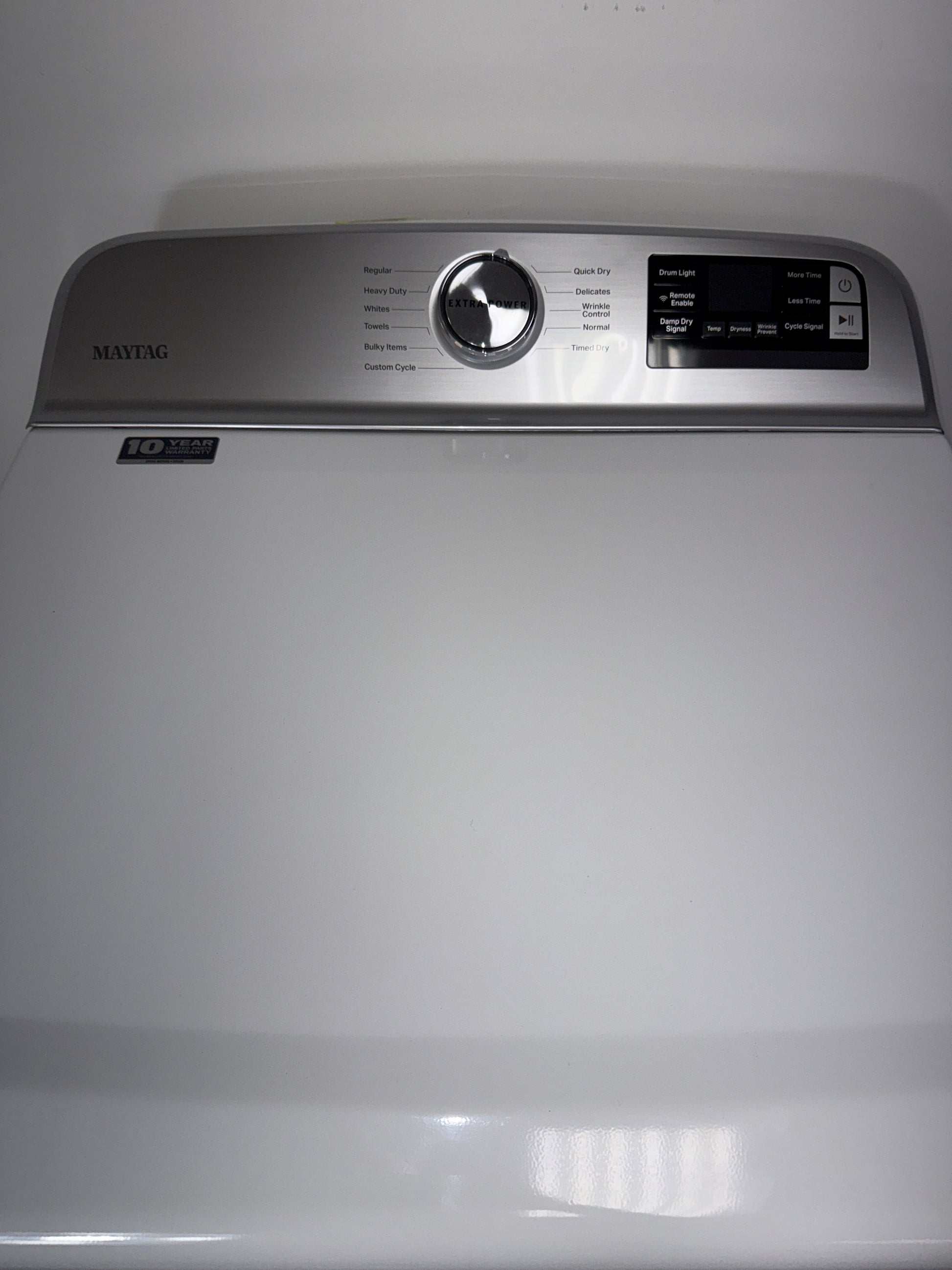 The interior of the MAYTAG MED6230HW dryer, showing its spacious 7.4 cu. ft. capacity, for sale in Kansas.