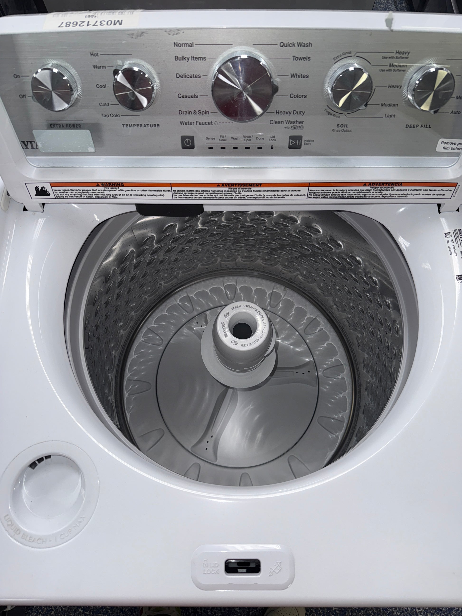 The MAYTAG top load washer, model MVW5435PW, available at Appliance Shark.