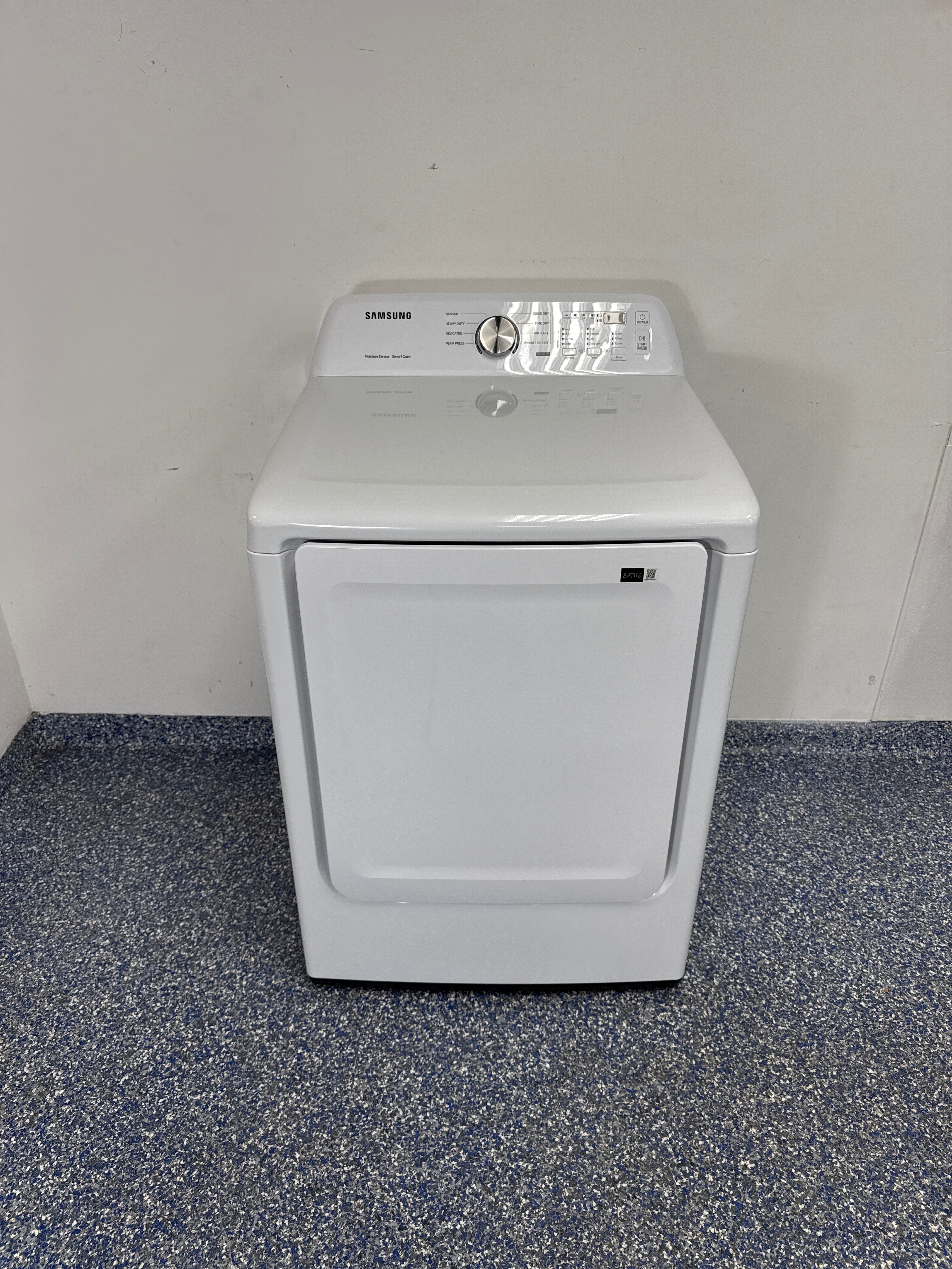 SAMSUNG DVE45T3200W front load dryer front view in Overland Park Kansas City area