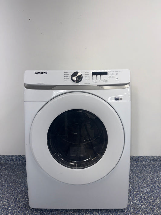 The SAMSUNG DVE45T6000W electric dryer from the front, highlighting its Sensor Dry feature and a great deal in Kansas.