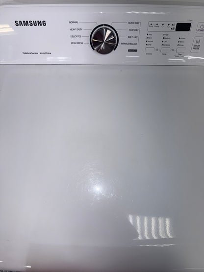 The interior of the SAMSUNG DVG45T3200W dryer, showcasing its 10 preset drying cycles, for sale in Kansas.