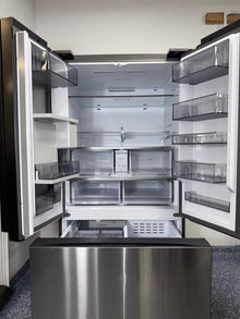 Beverage Center™ water and ice dispenser with auto-fill pitcher on the SAMSUNG RF30BB6600QLAA, shown in Kansas City kitchens.