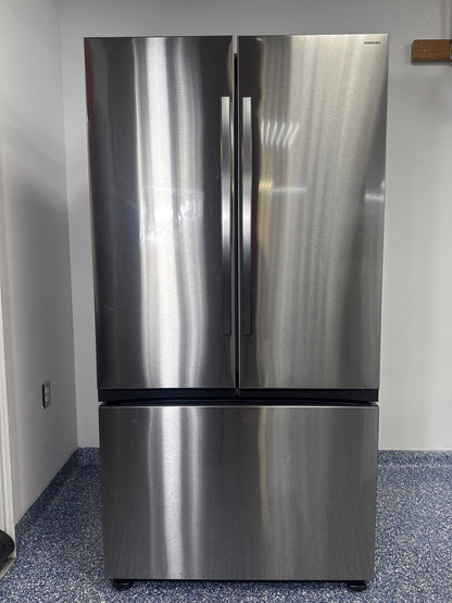 SAMSUNG RF32CG5300SR French Door refrigerator in stainless steel, available at Appliance Shark as the best scratch and dent refrigerator deal in Kansas City.