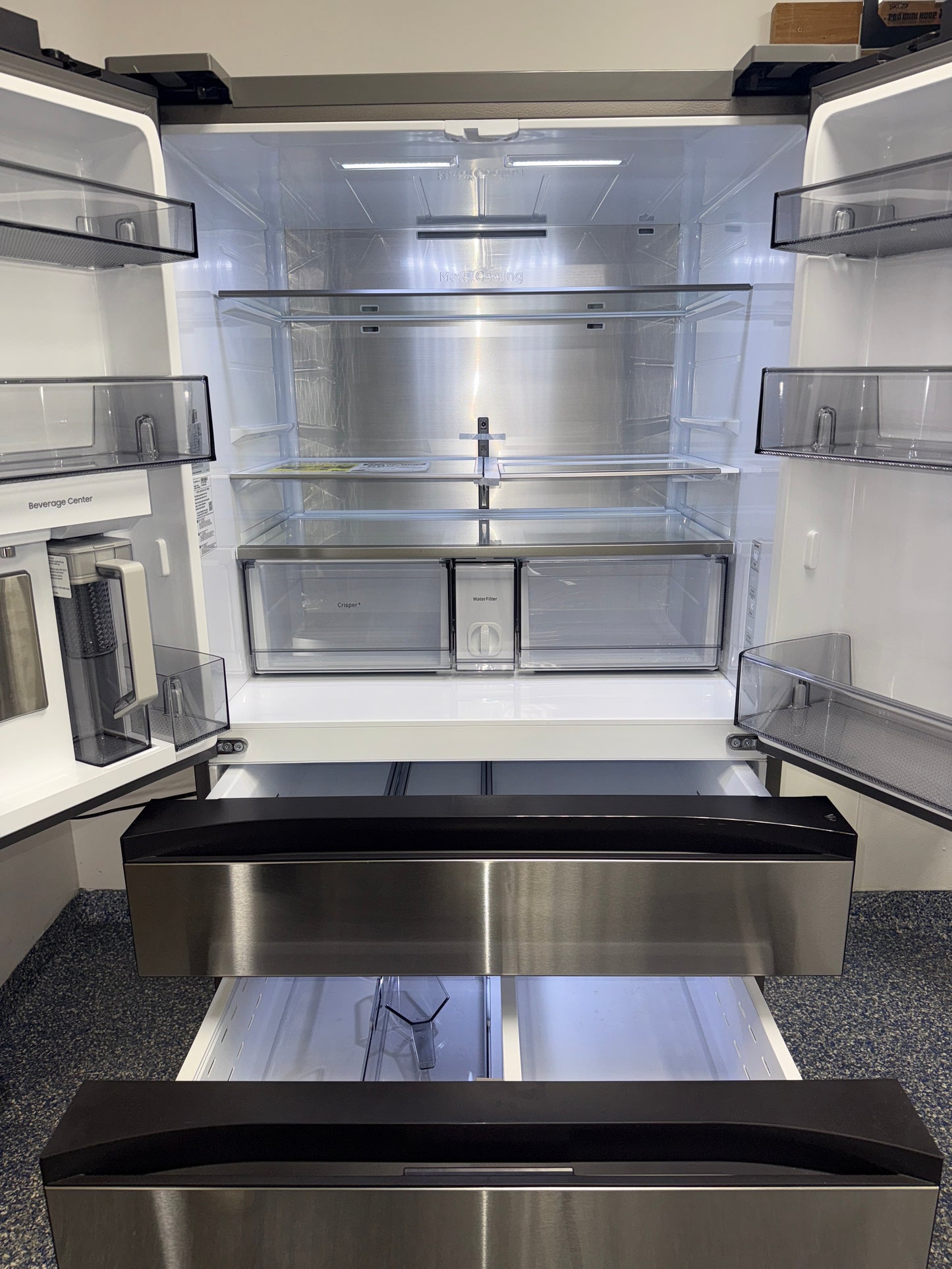 Interior view highlighting the Metal Cooling walls of the SAMSUNG RF70F29DERAA, featured in a Kansas City home.