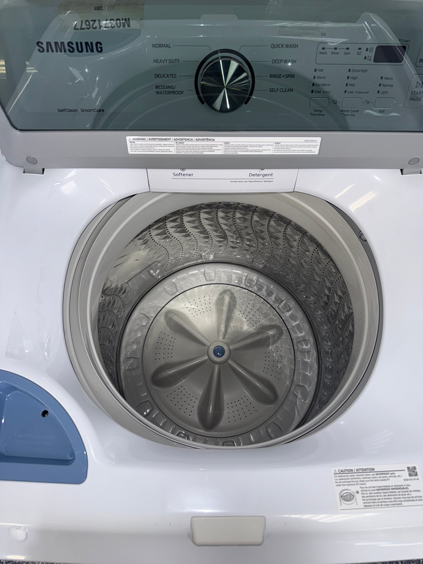 The SAMSUNG WA45T3200AW top load washer from the front, highlighting its Deep Fill option and a great deal in Kansas.