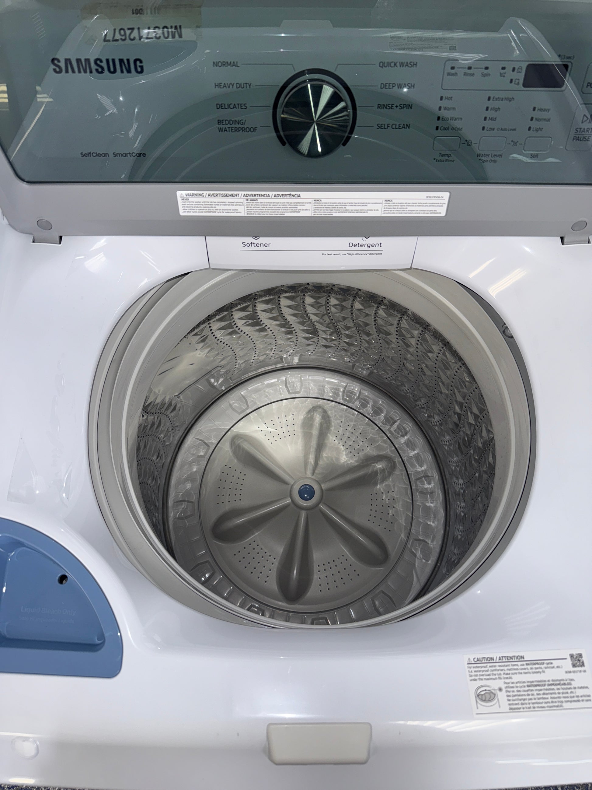 The SAMSUNG WA45T3200AW top load washer from the front, highlighting its Deep Fill option and a great deal in Kansas.