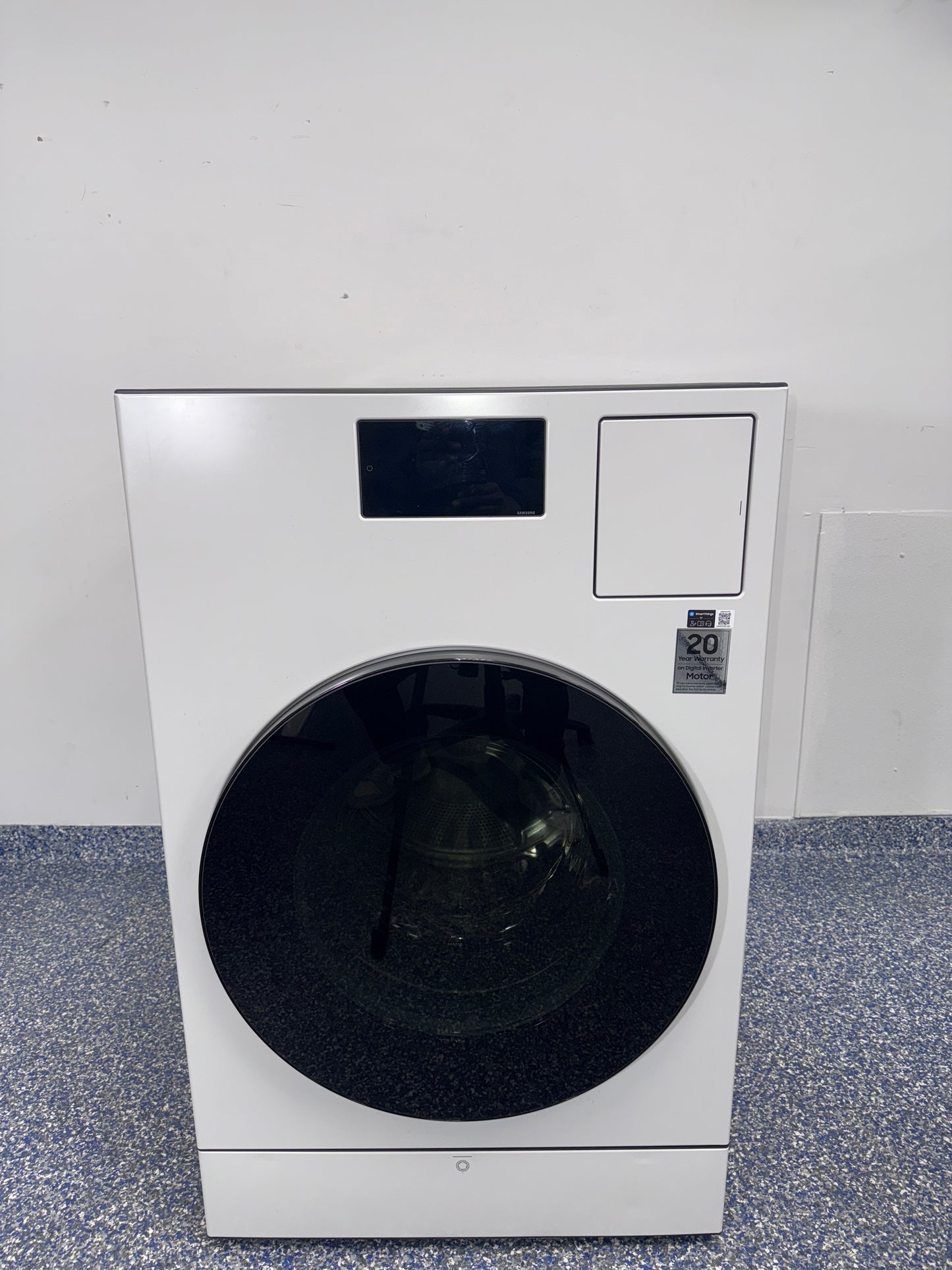 SAMSUNG WD90F53AVY all-in-one washer/dryer combo front view ivory Kansas City laundry room