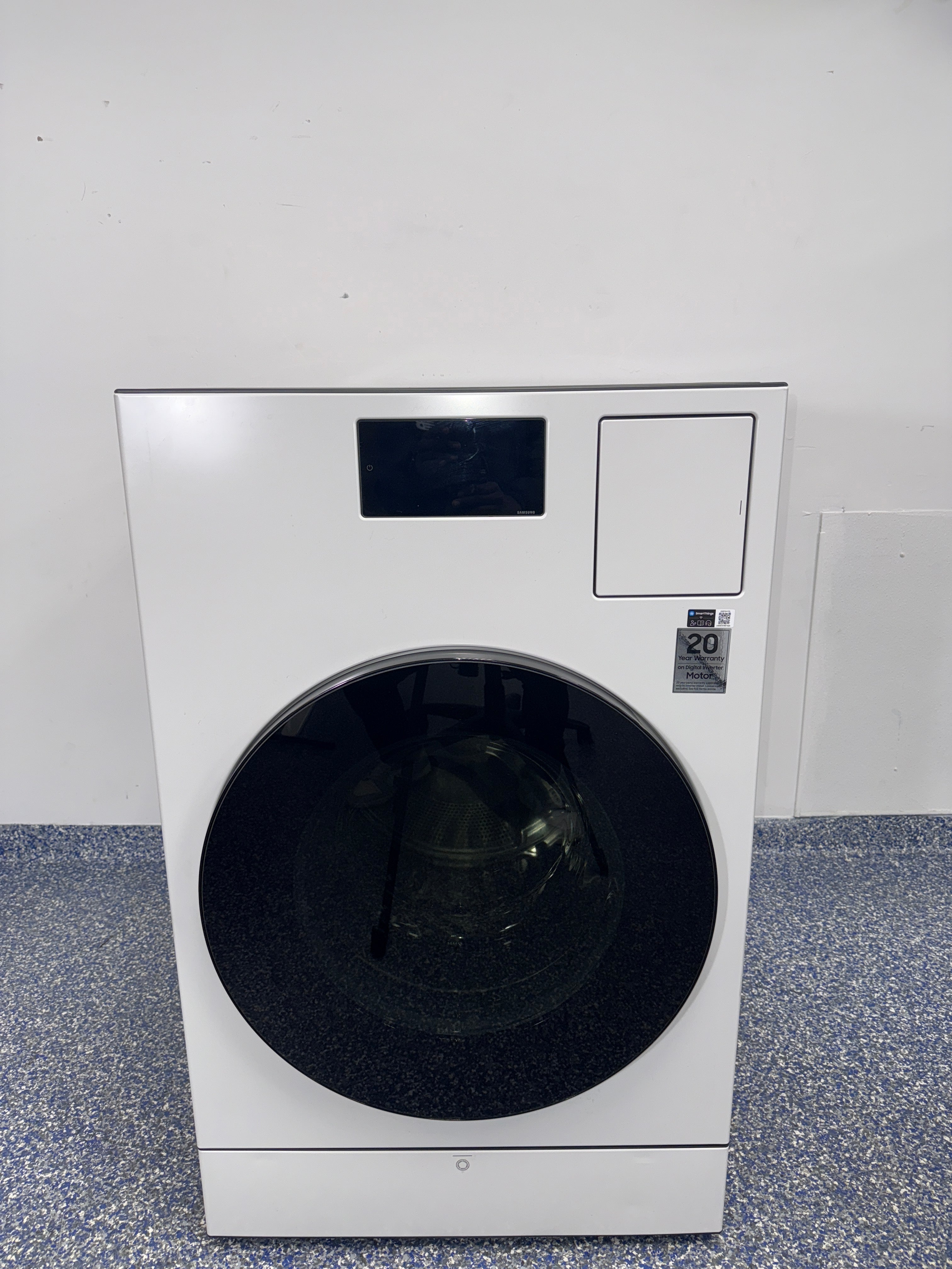 SAMSUNG WD90F53AVY all-in-one washer/dryer combo front view ivory Kansas City laundry room