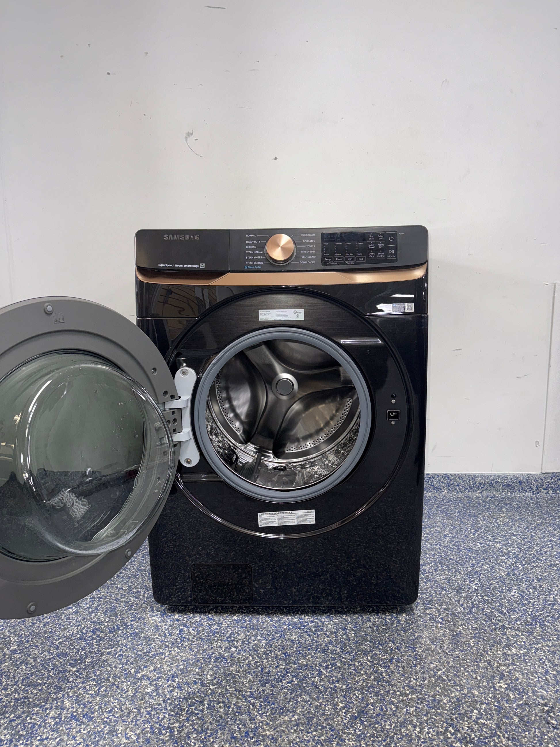 SAMSUNG WF50BG8300AV front load washer angled view in Overland Park Kansas City