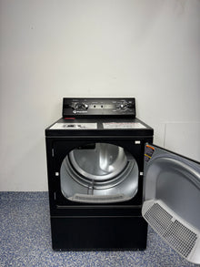 Speed Queen DC5 black front load dryer open door showing 7.0 cu ft drum (DC5003BE)