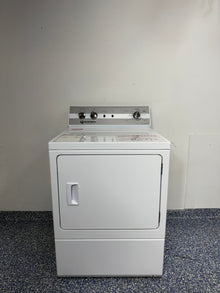 Speed Queen DC5 7.0 cu ft white front load dryer (DC5003WE) front view at Appliance Shark